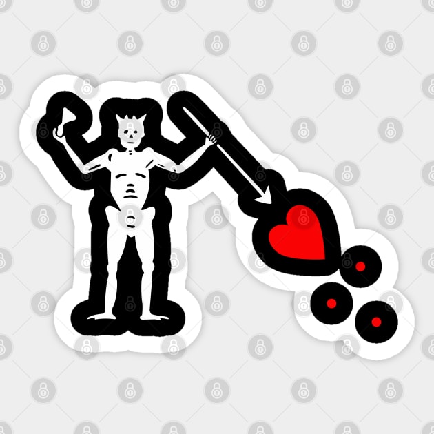 Pirate Flag Blackbeard Skeleton Flag Sticker by Yesteeyear